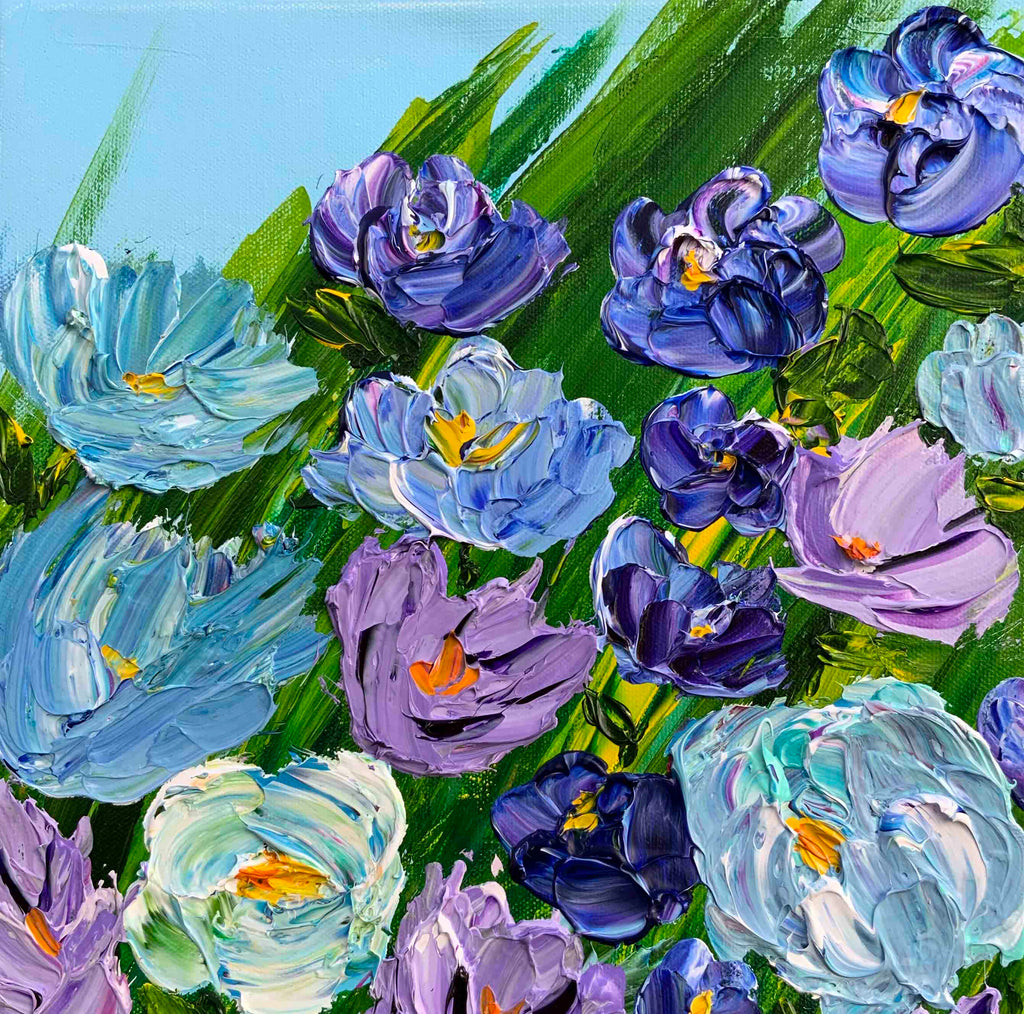 “Tender Moments Abound” - Floral, Impasto Acrylic Original Painting, Louanne Ramage Fine Artist | 12x12