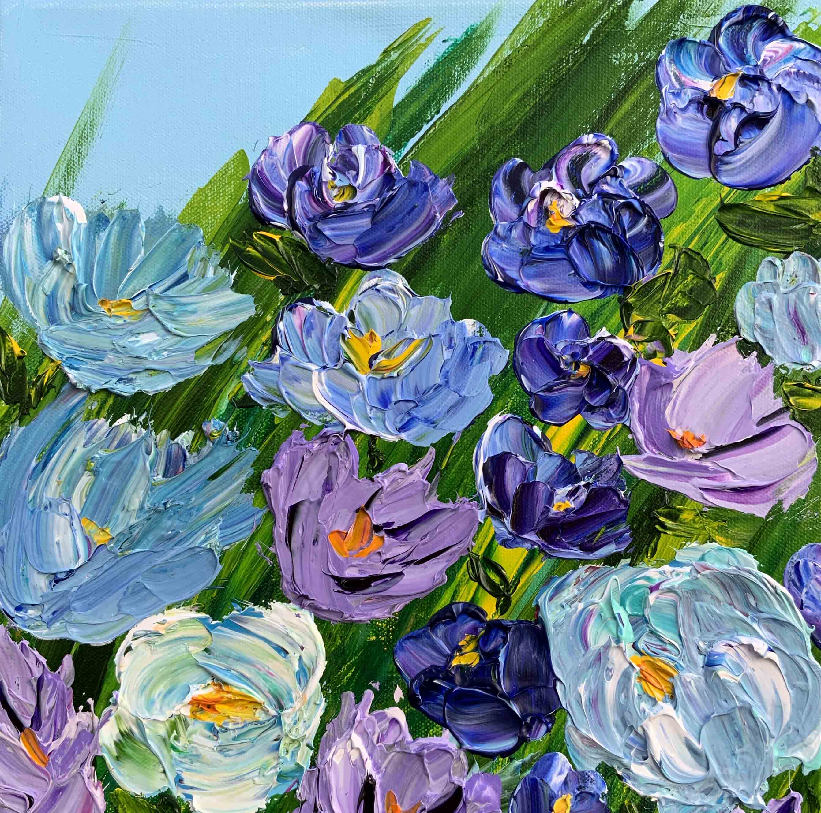 “Tender Moments Abound” - Floral, Impasto Acrylic Original Painting, Louanne Ramage Fine Artist | 12x12