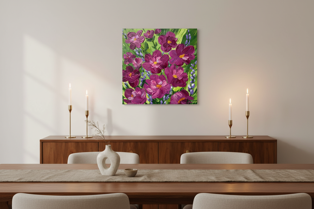 The Beauty of Friendship fine art canvas print 20x20 frameless gallery wrap in dining room