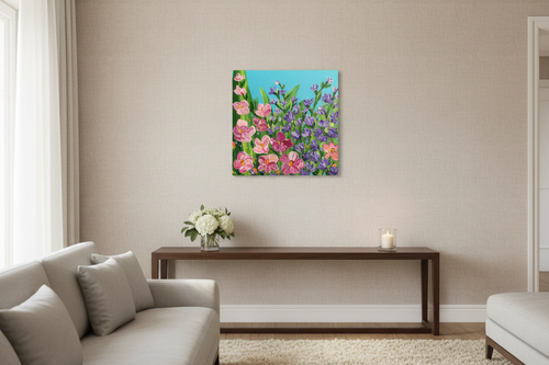 Sunlight's Kiss fine art canvas print 20x20 frameless gallery wrap in warm living room