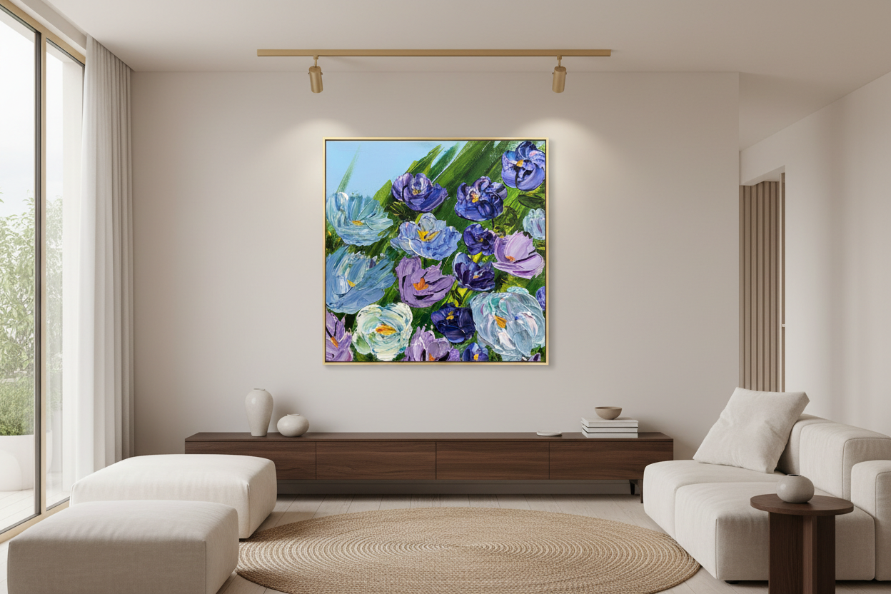 Tender Moments Abound 36x36 inch canvas print as bold focal wall statement